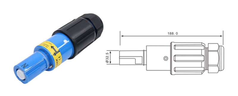 PHLTD 欧洲标准 150-400A380V 单芯犀牛插头，舞台灯光大电流快速连接器，在线母插头尺寸图