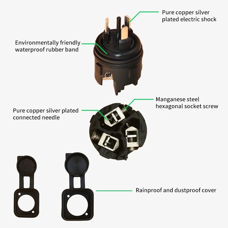 PHLTD IP65 waterproof beam socket LED large screen stage lighting sound three core waterproof connector male socket internal diagram