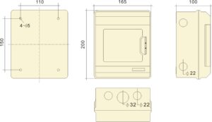 PHLTD IP66 户外防雨 PC 阻燃表面安装式配电箱、空气开关保护箱、PC-6 电路尺寸图