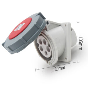 PHLTD high current IP67 waterproof industrial plug and socket 5-core 32A concealed slanted seat size 110x105mm