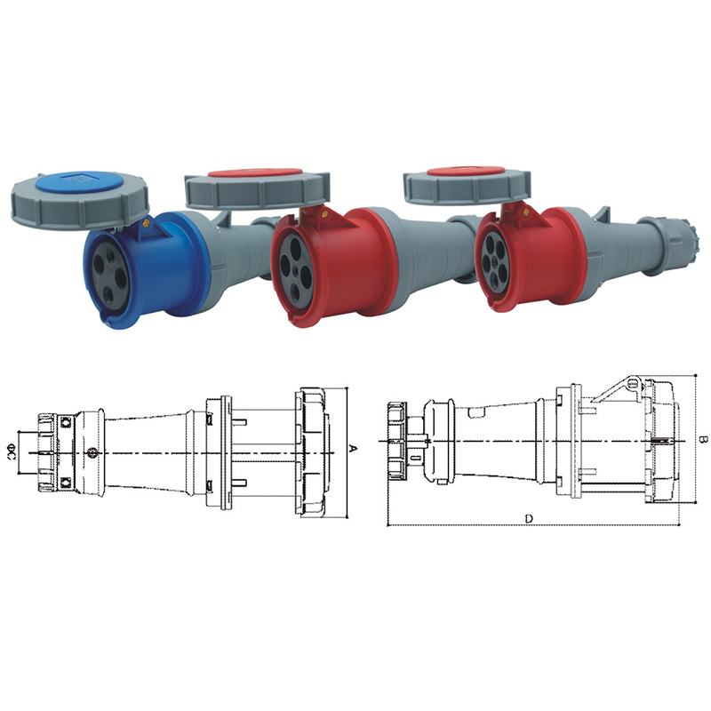 PHLTD High Current IP67 Waterproof Industrial Plug and Socket Connector (3-Core, 4-Core, 5-Core, 63A, 125A) Aviation Male and Female Connector Size Diagram