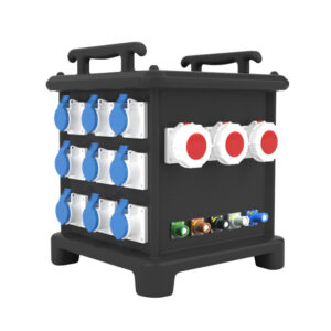 PHLTD portable stage lighting distribution box, equipped with seven IP67 63A sockets, seven IP44 sockets, and ten Powerlock sockets