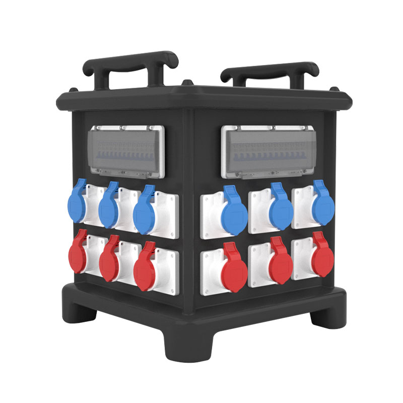 PHLTD mobile and portable socket distribution box, equipped with six 16A sockets, six 32A sockets, one 63A industrial socket, and a five-pin plug with an independent switch - 图片 2