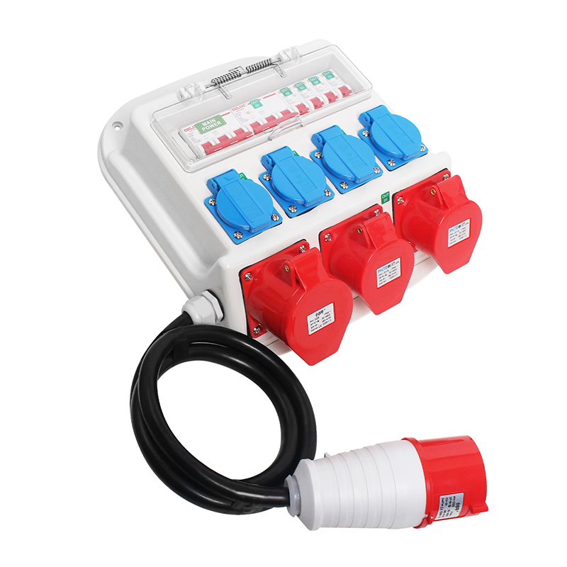 PHLTD Portable European Standard Socket Box – Waterproof Plastic Construction Site Distribution Box with Circuit Breaker and Industrial Plug - 图片 3