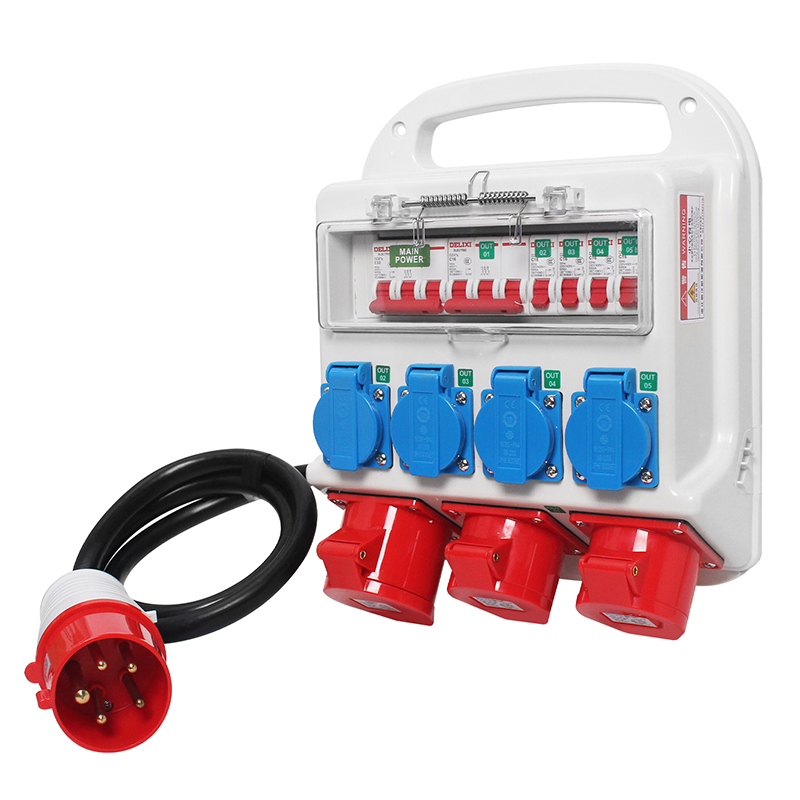 PHLTD Portable European Standard Socket Box – Waterproof Plastic Construction Site Distribution Box with Circuit Breaker and Industrial Plug - 图片 2