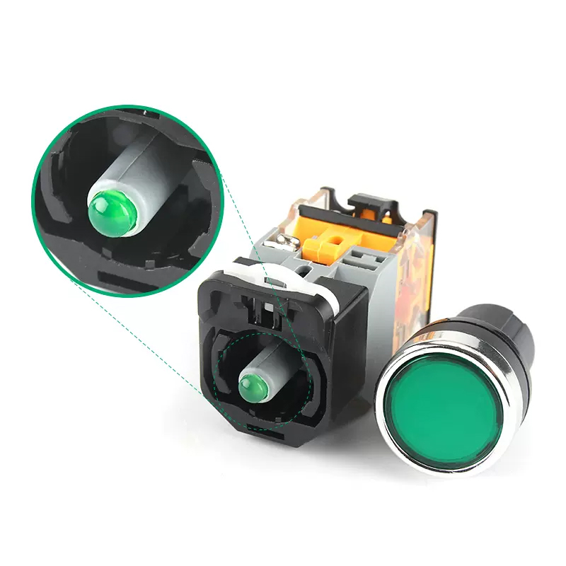 PHLTD LA38-11D Button Switch with Light, 220V, Self-locking, Self-resetting, Flat Head Control, LA38-11DN, 22MM Opening - 图片 4