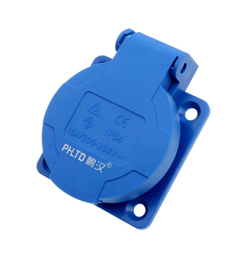 PHLTD IP54 European standard 2-hole outdoor waterproof socket 16A charging pile socket German generator waterproof socket - 图片 2