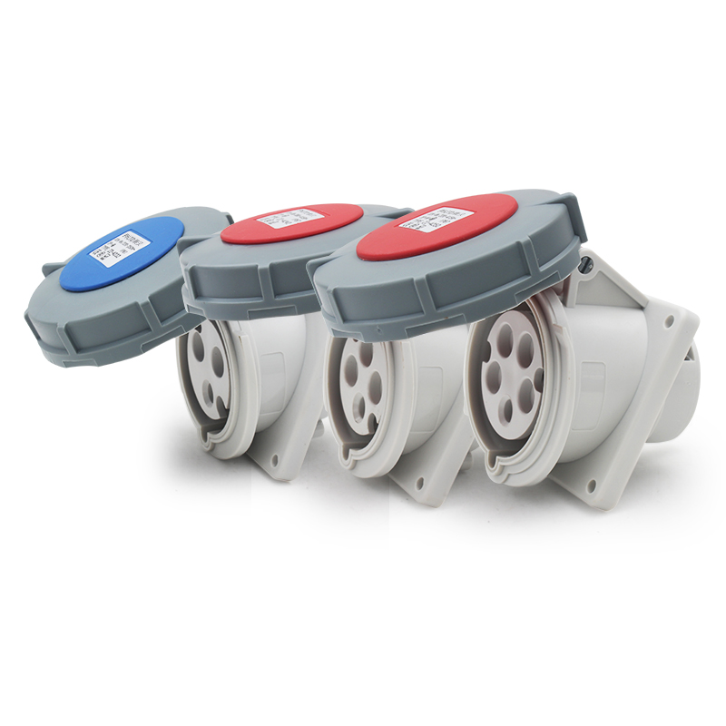 PHLTD high current IP67 waterproof industrial plug socket 3-core 4-core 5-core 63A125A concealed inclined seat 220-415V
