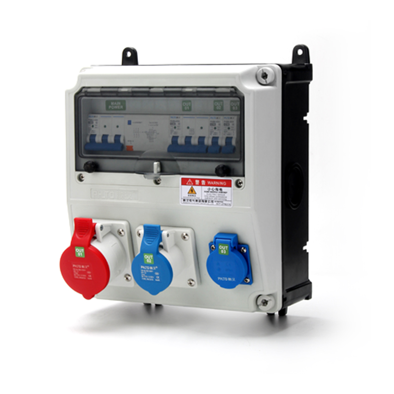 1PHLTD splicing distribution box industrial socket 4P 32A-3P 16A with leakage protection and switch box size 350X270X165mm