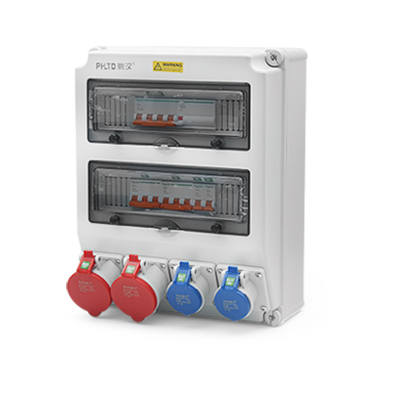2PHLTD IP44 waterproof wall mounted power maintenance box 5P 32A and 3P 16A industrial sockets with leakage circuit breaker size 430x330x175mm
