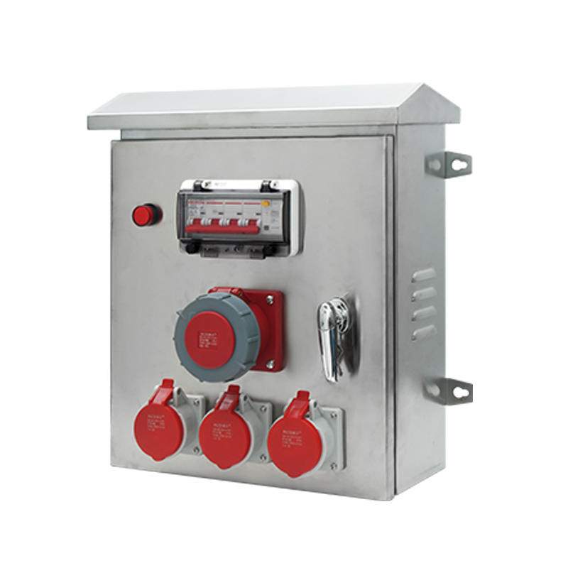 3PHLTD industrial socket box 304 stainless steel maintenance power box with two outputs and one switch protection size 500X400X180mm