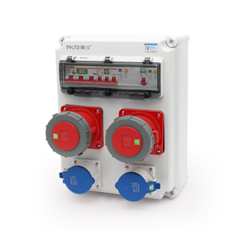 4PHLTD IP44 waterproof wall mounted power maintenance box 5P 63A and 3P 16A industrial sockets with air switch leakage size 400x300x160mm
