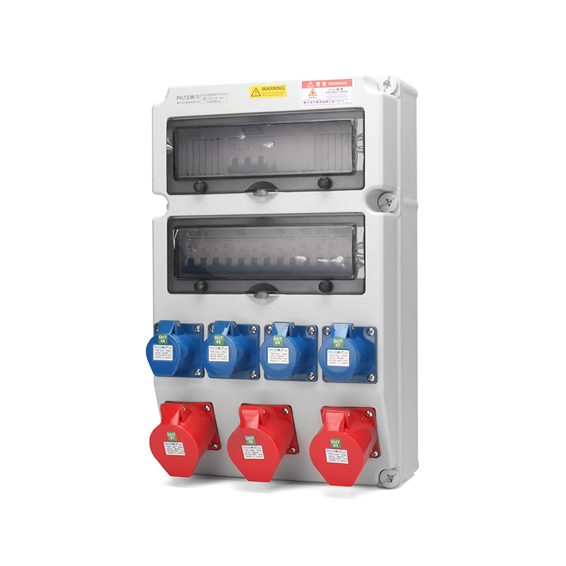 6PHLTD IP44 waterproof wall mounted power maintenance box 5P 32A and 3P 10A national standard industrial socket with air switch leakage size 530x330x175mm