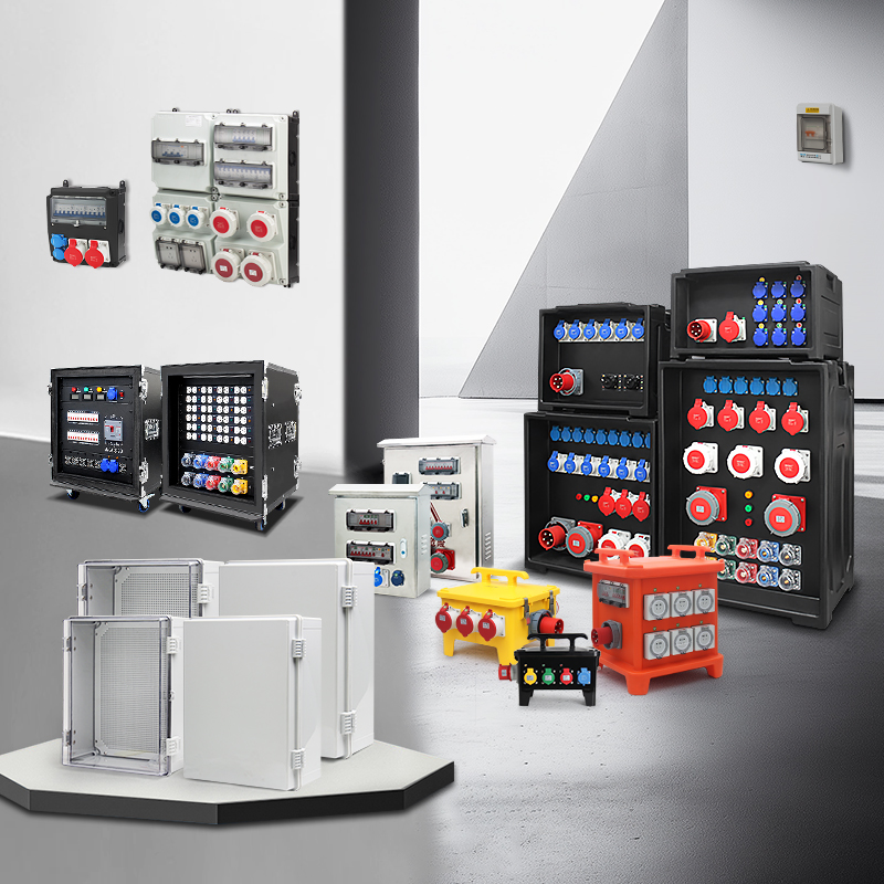 Multiple styles of distribution boxes suitable for industrial, stage, power system and other applications